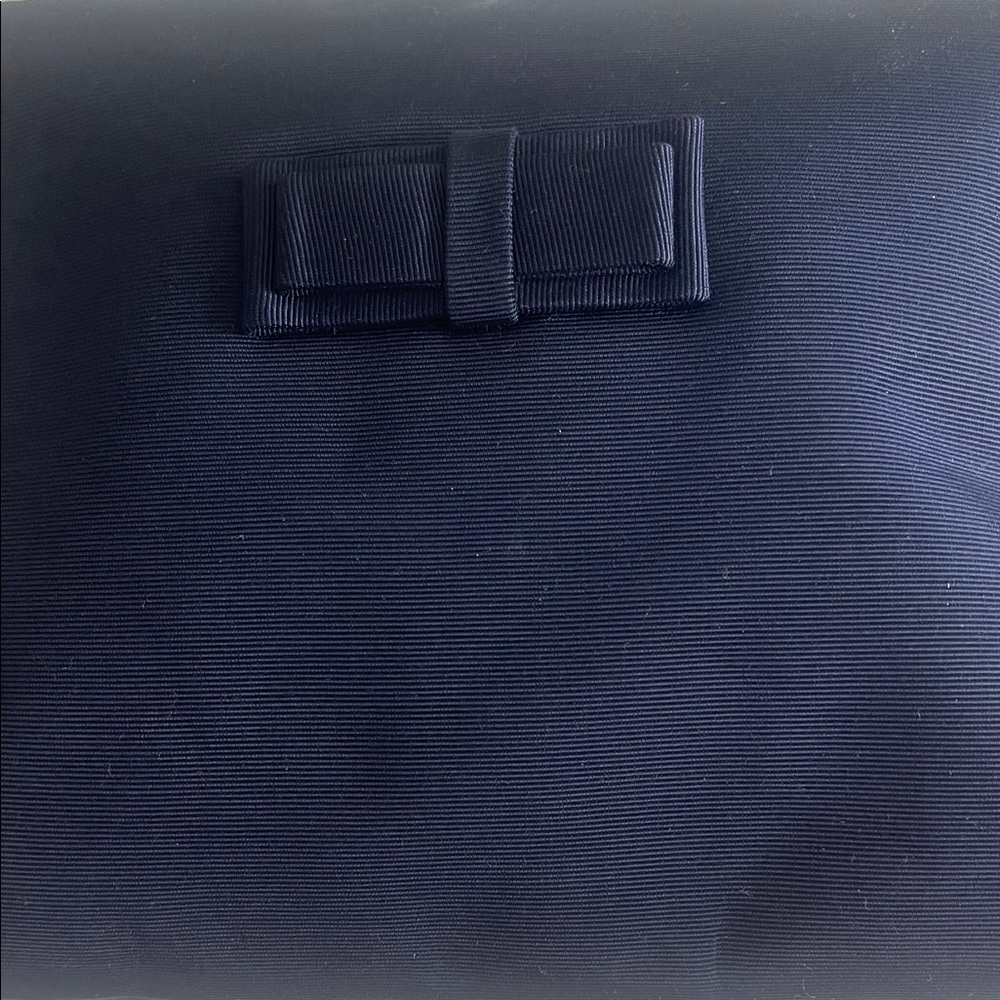 Men's Navy Blue Textured Toiletry Pouch with Bow Accent